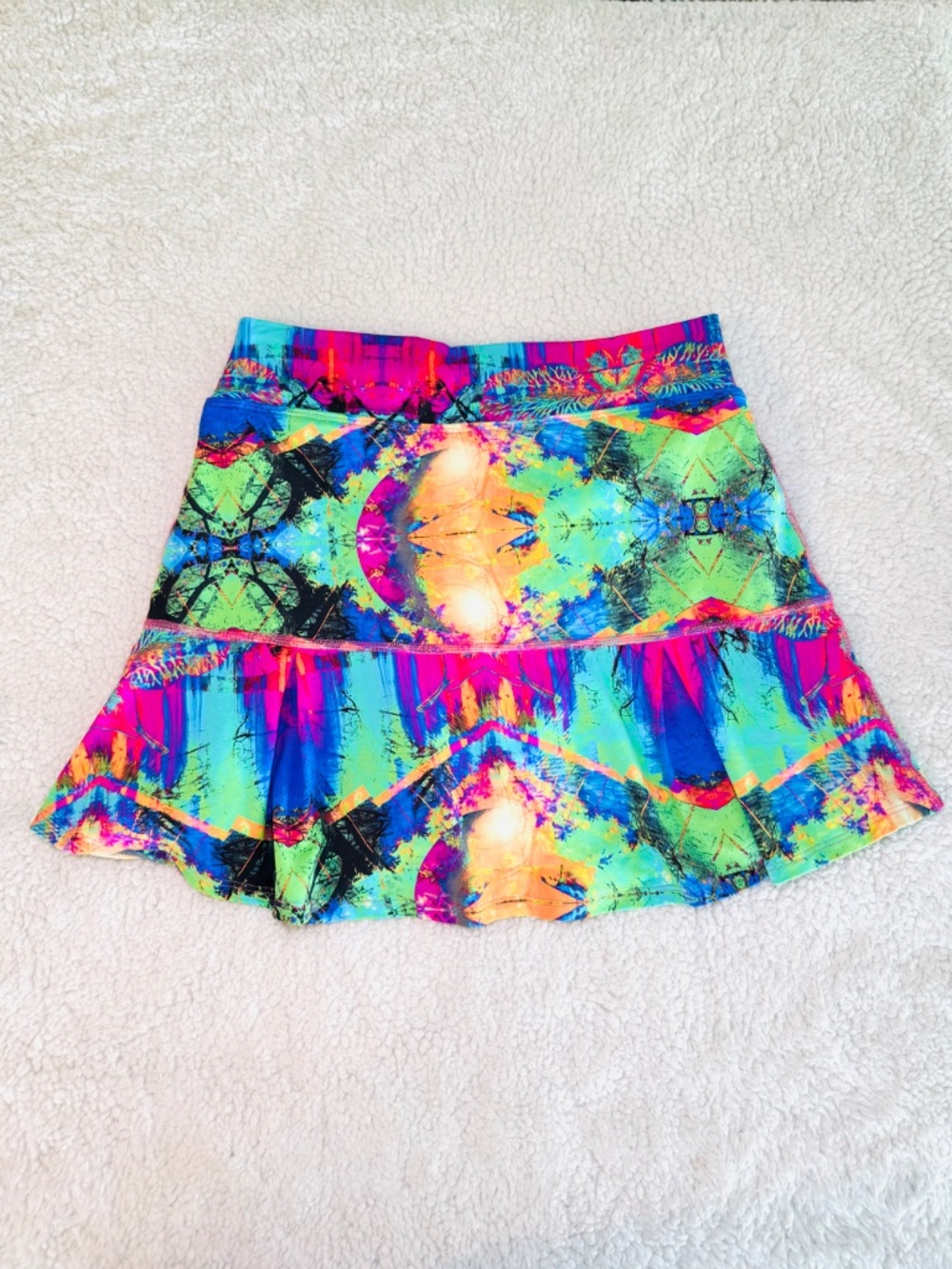 Dona Jo Skort Women's Size 2 Multicolor Vibrant Skirt Psychedelic Athleisure